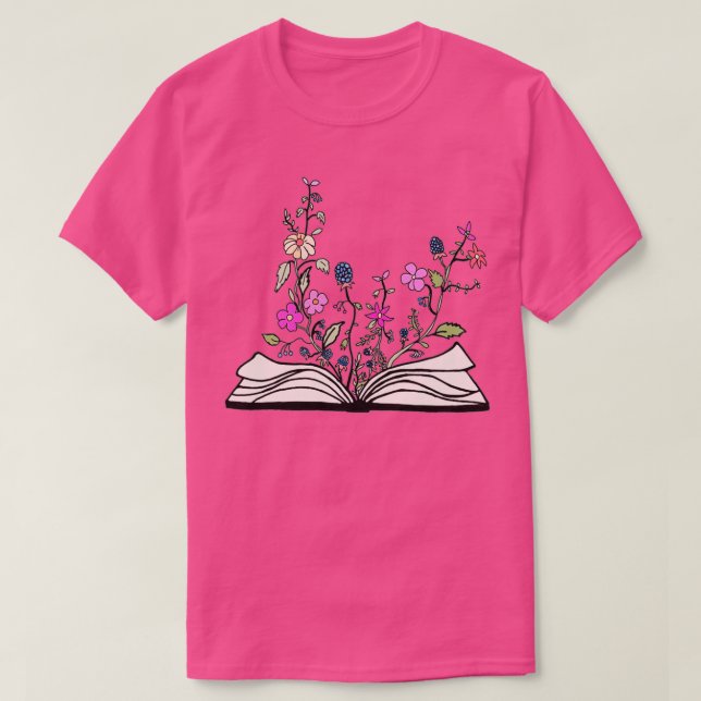 Camiseta Flores que crescem a partir de um livro 10 (Frente do Design)