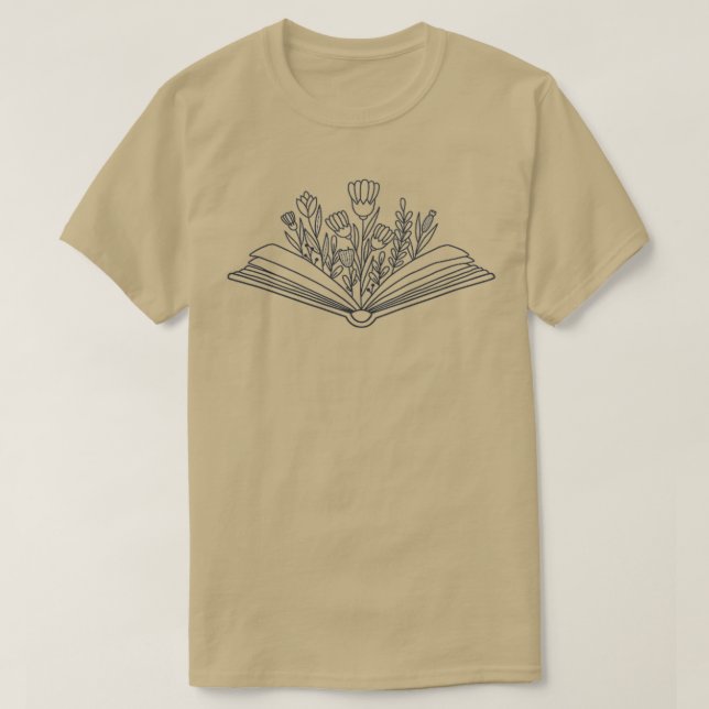 Camiseta flores que crescem a partir do Geek do livro (Frente do Design)