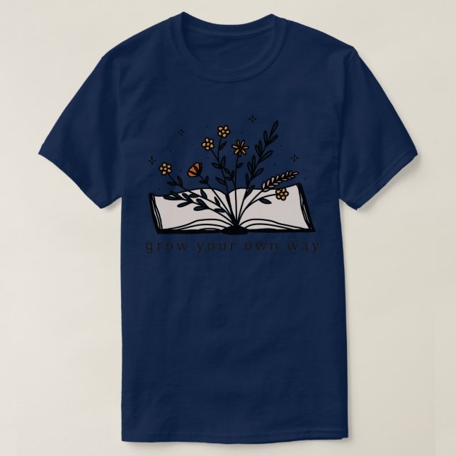 Camiseta Flores que crescem a partir do livro aberto (Frente do Design)