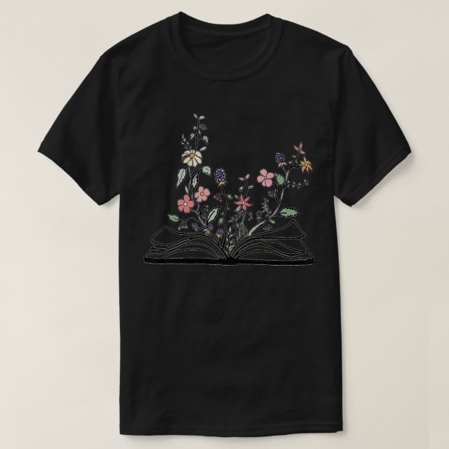 Camiseta flores que crescem a partir do Sticker (Frente do Design)