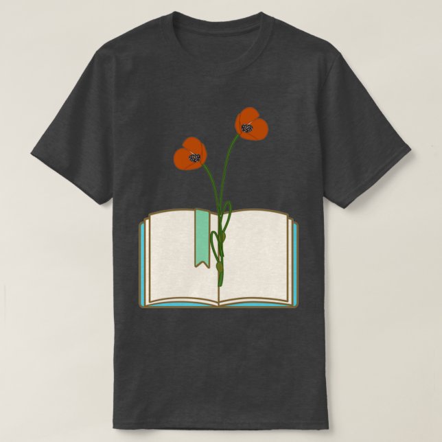 Camiseta flores que crescem do livro tornam-se positivas (Frente do Design)