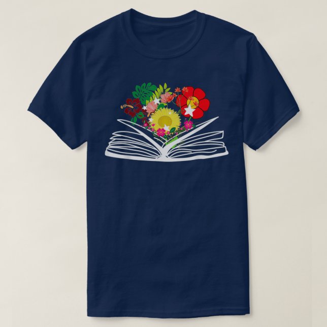 Camiseta flores que crescem engraçadas no livro (Frente do Design)