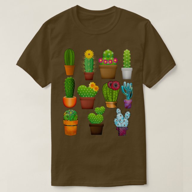 Camiseta flores que cultivam cacto (Frente do Design)