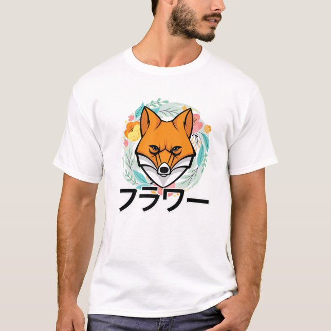 Camiseta Flores - Raposa Animada Kawaii Cute - Aesthet Japo (Frente)
