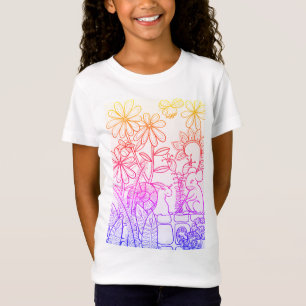 Camiseta Flores, Rato e Cores do arco-íris de caracol