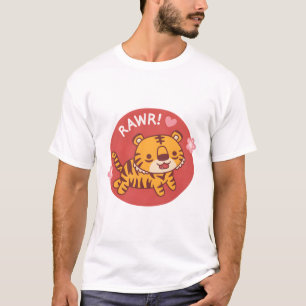 Camiseta Flores Rawr Sakura, Pequeno Tigre, Bonito