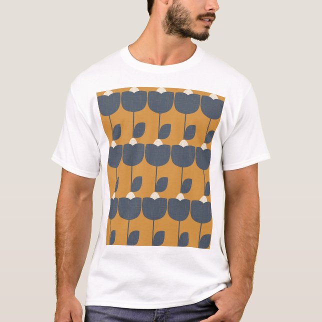 Camiseta Flores Retro Modernas: Geométrica Escandinava. (Frente)