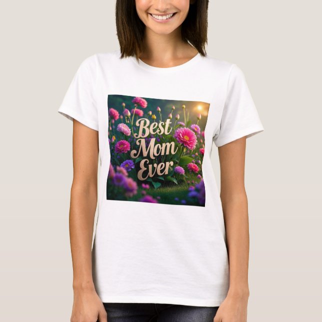 Camiseta Flores Rosa, A Melhor Mãe De Sempre (Frente)