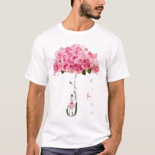 Camiseta Flores Rosa Frota Fita Brisa Luta de Consciência d
