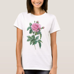 Camiseta Flores Rosa Rosa Rosa Rosa Rosa Rosa Rosa com Folh