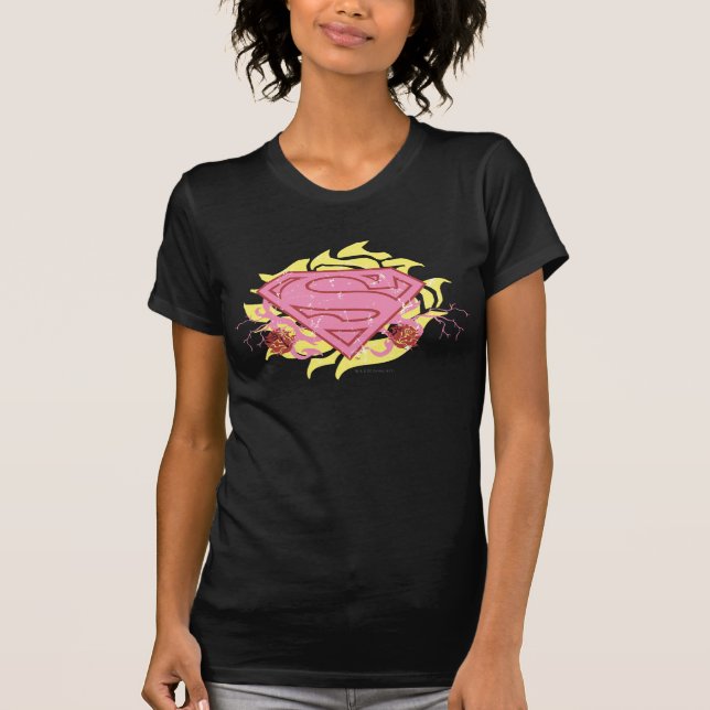 Camiseta Flores Rosa Supergirl (Frente)