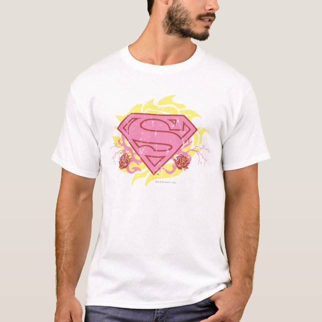 Camiseta Flores Rosa Supergirl (Frente)