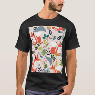 Camiseta Flores rosas, azuis: horta de raposa.