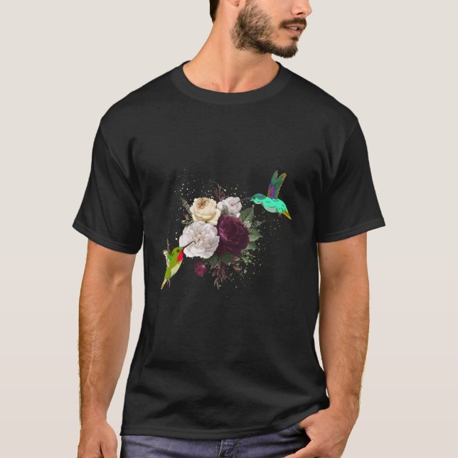 Camiseta Flores Rosas De Aves (Frente)