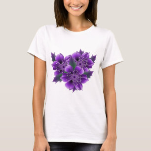 Camiseta flores roxas