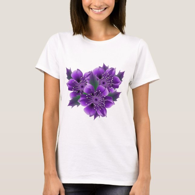 Camiseta flores roxas (Frente)