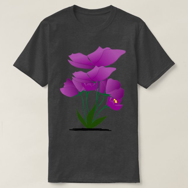 Camiseta Flores roxas de verão (Frente do Design)