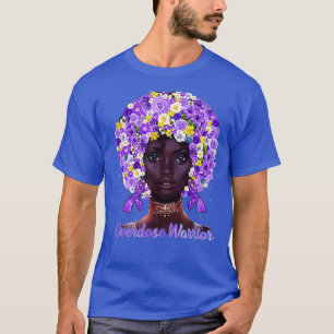 Camiseta Flores Roxas Depois De Cabelo Negro Mulher Sobredo