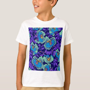Camiseta Flores roxas e azuis William Morris