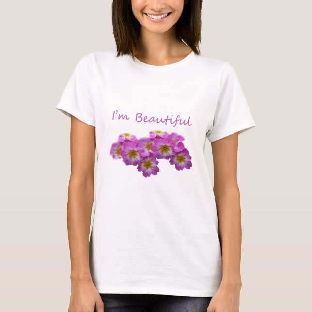 Camiseta Flores roxas, sou linda (Frente)