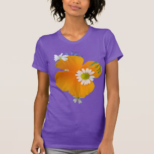 Camiseta Flores Selvagens: Amarelo Branco Laranja BG T-Shir