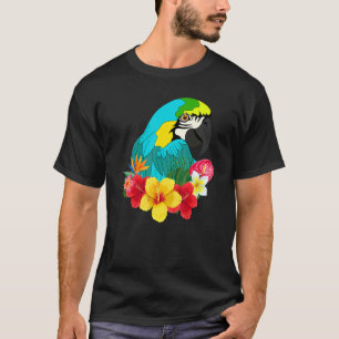 Camiseta Flores Selvagens Aves Selvagens Papagaio Exótico