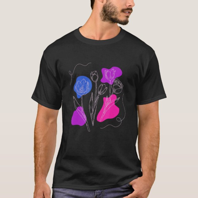 Camiseta Flores Selvagens Bissexuais Bi Lgbt Orgulho Bissex (Frente)