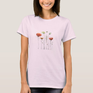 Camiseta Flores Selvagens,Botânicas,Presente para Mulheres