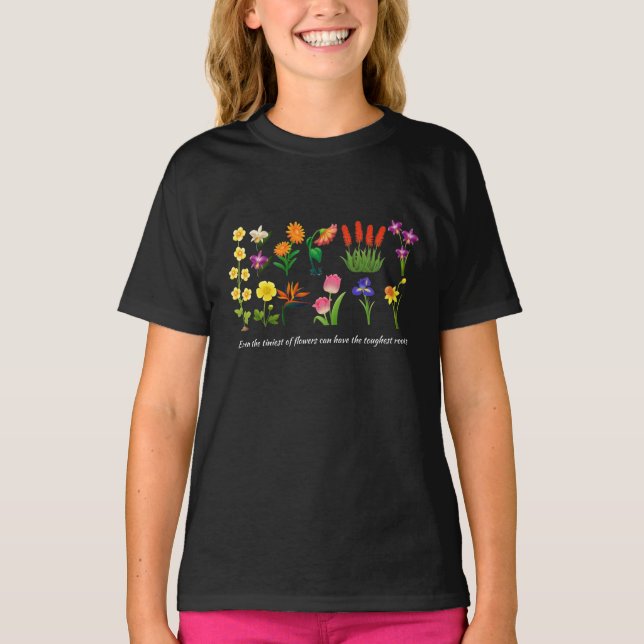 Camiseta Flores Selvagens Mulheres e raparigas Florais (Frente)