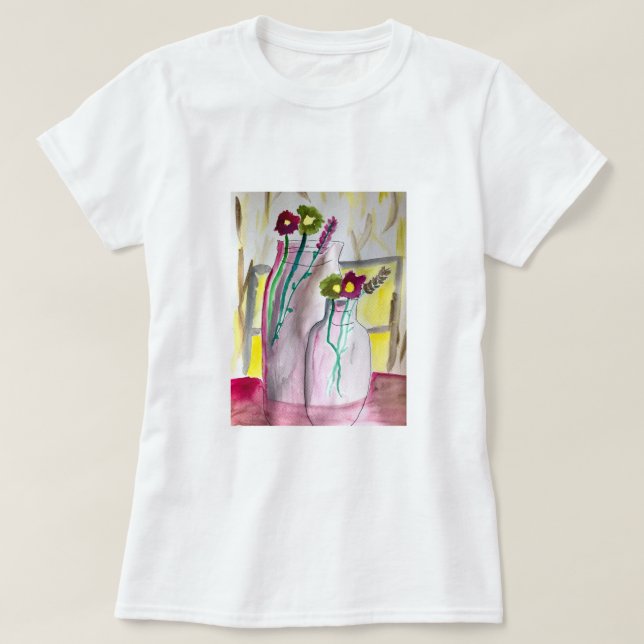 Camiseta Flores selvagens na vase abstrato art (Frente do Design)