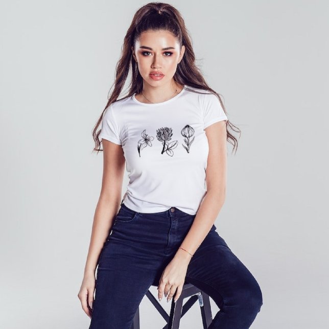 Camiseta Flores Selvagens Negras Gráfico Floral do Fôlego N (Criador carregado)