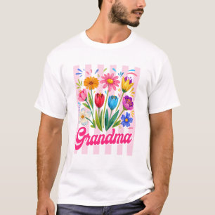 Camiseta Flores Silvestres Avó Listrada Coquette Laço Flora