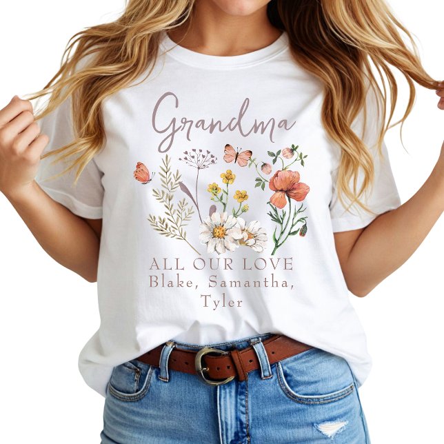 Camiseta Flores Silvestres Avó Personalizadas (Criador carregado)