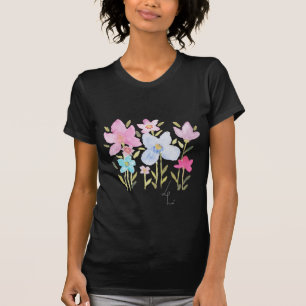 Camiseta Flores Silvestres Coloridas de Verão Monogramadas