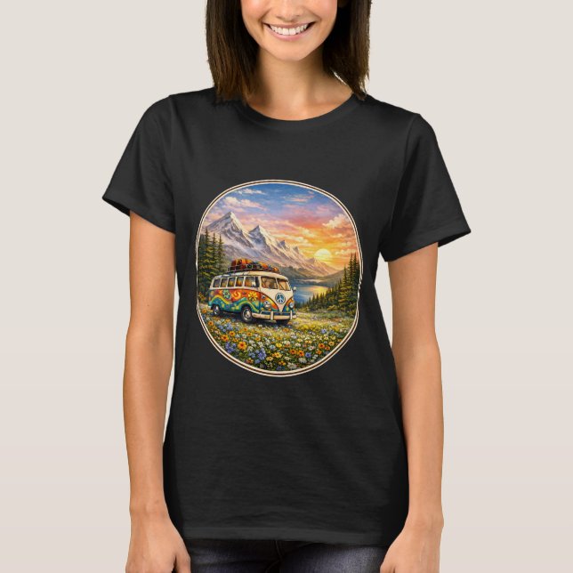 Camiseta Flores Silvestres do Pôr do Sol nas Montanhas Vida (Frente)