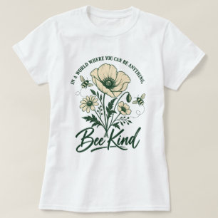 Camiseta Flores Silvestres e Abelhas Vintage