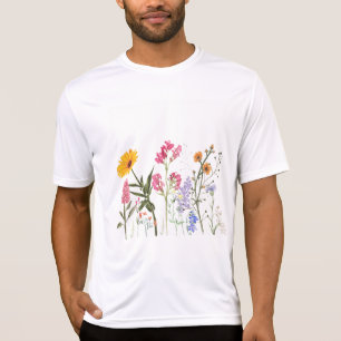Camiseta Flores Silvestres, lindas flores botânicas vintage