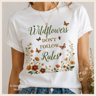 Camiseta Flores Silvestres Não Seguem Regras Gráfico Boho N