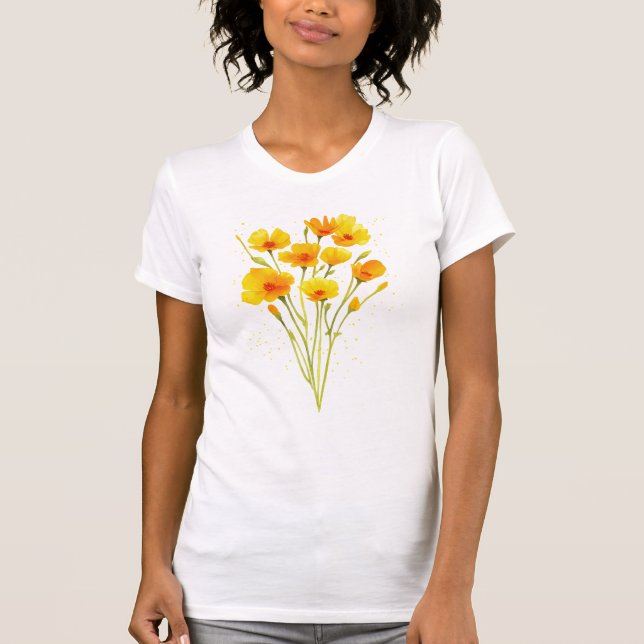 Camiseta Flores silvestres popias, flores silvestres (Frente)