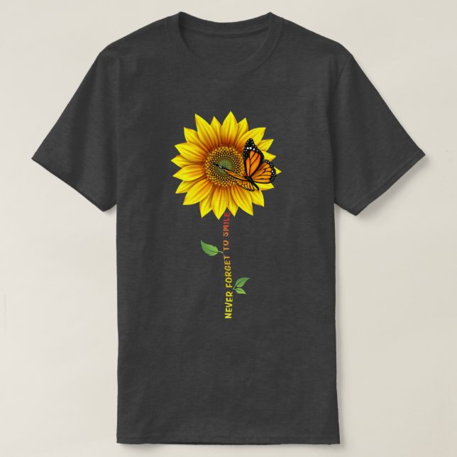 Camiseta Flores Sunshine Butterfles Nunca se Esquece de Smi (Frente do Design)