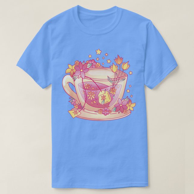 Camiseta Flores teacup de chá (Frente do Design)
