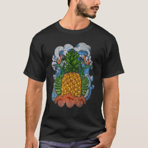 Camiseta Flores Tropicais Abacaxi Fruta Abacaxi Verão