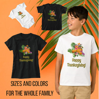 Camiseta Flores Tropicais Abóboras Dia de Ação de Graças