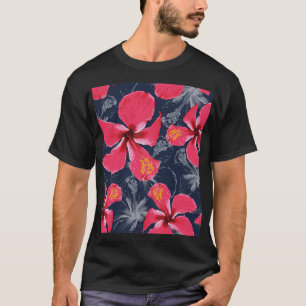 Camiseta Flores Tropicais de Hibisco Design de Verão