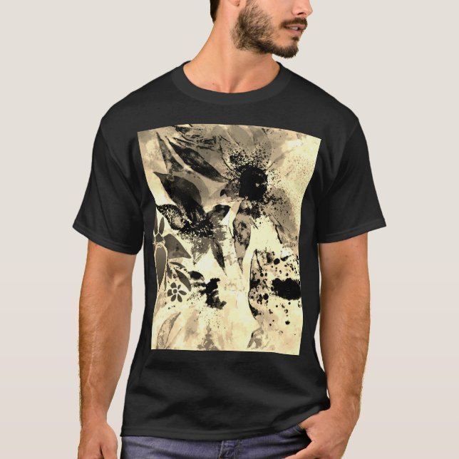 Camiseta Flores tropicais de Ouro artístico botânico único (Frente)