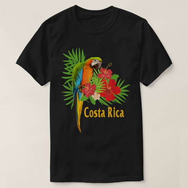 Camiseta Flores Tropicais do Papagaio da Costa Rica (Frente do Design)