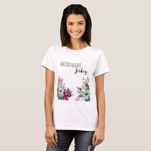 Camiseta Flores tropicais personalizadas do T-Shirt (Frente Completa)