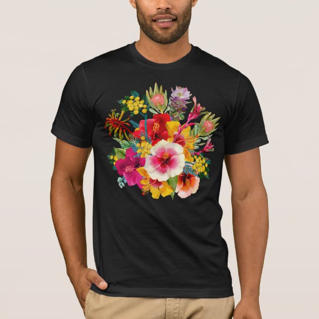 Camiseta Flores Tropicais Quentes (Frente)