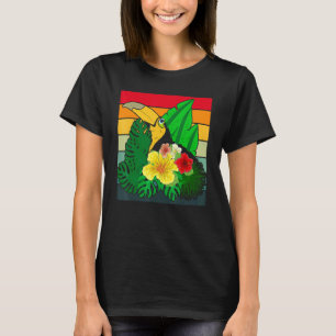 Camiseta Flores Tropicais Zoo Aves Animais Exóticos Retro T