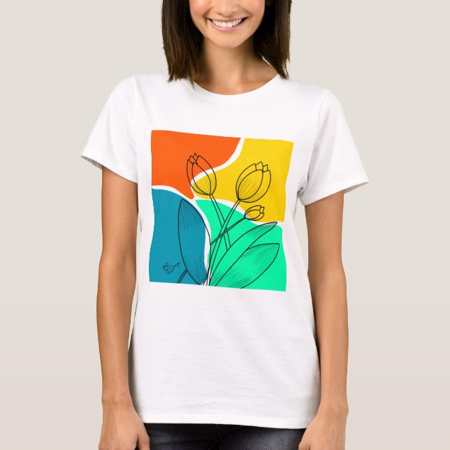 Camiseta flores tulipas (Frente)